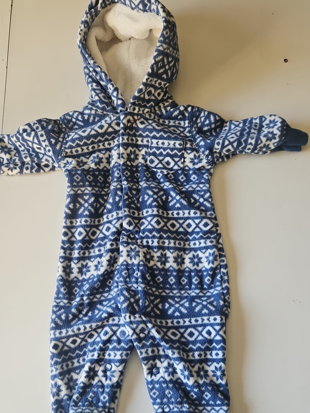 Carter's Blue and White Hooded Fair Isle Fleece Sleep Sack